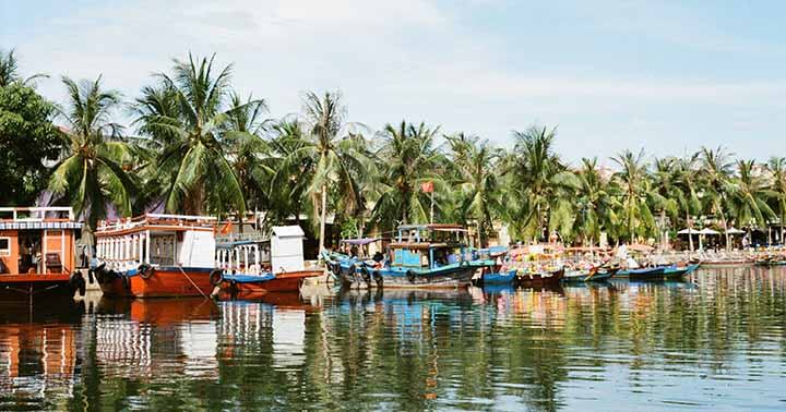 Boats along the riverbanks