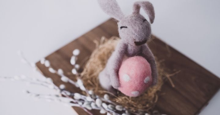 Easter crafts, bunny, eggs, and wreath