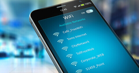Mobile phone showing various Wi-Fi options