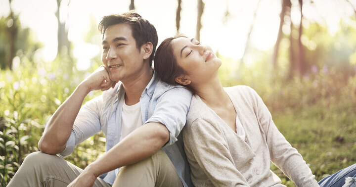 Couple relaxing in nature