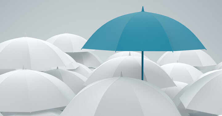 A blue umbrella representing Personal accident insurance at Tiq by Etiqa Insurance