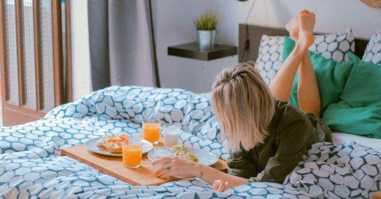 Home Renovation Guide, lady having a meal in bed