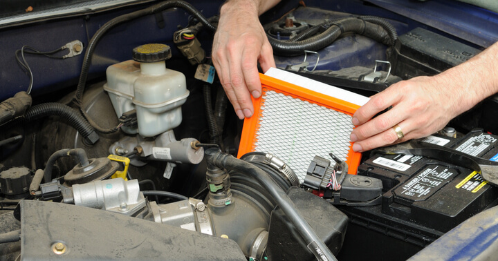Air filter that connects to other car parts like the AC compressor