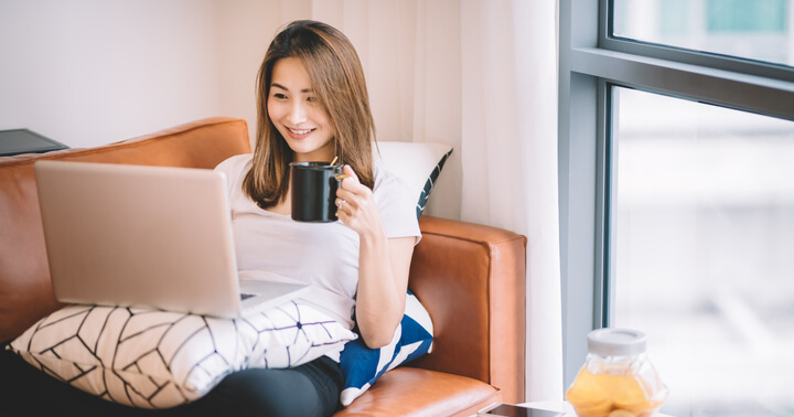 A woman enjoying her time social distancing while at home