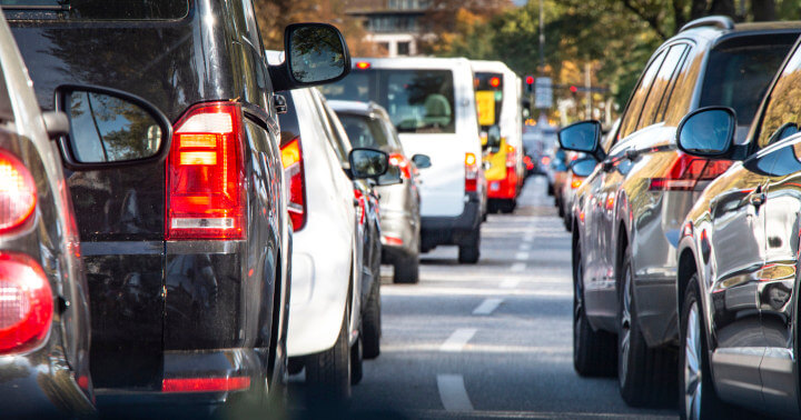 Heavy traffic on the road with plenty of cars