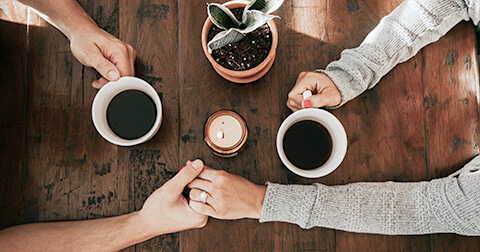 Flatlay, clapsed hands