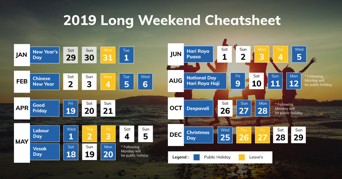 Long Weekends in 2019: Your Cheatsheet to Public Holidays in Singapore