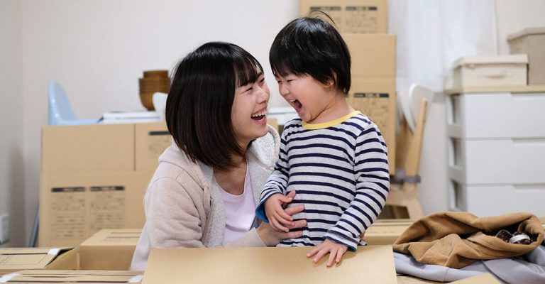 Mother and child at home