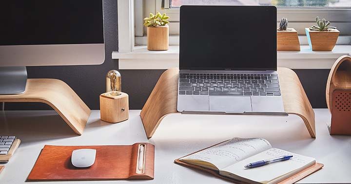 Beauitful home office with a desktop and laptop