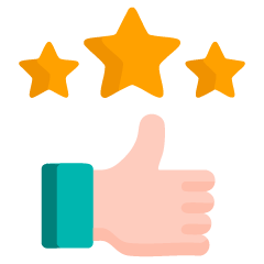 Five-star Google review and thumbs-up illustration